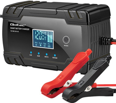 Inteligentna mikroprocesorowa ładowarka Qoltec 12V/24V 8A/4A LCD (5901878524900)