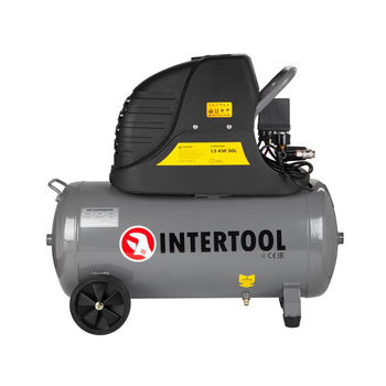 Компрессор 50 л, 1.5 кВт, 220 В, 8 атм, 206 л/мин. INTERTOOL PT-0003