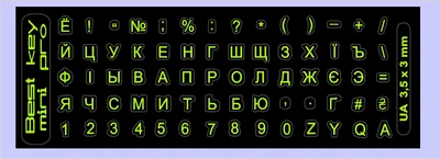 Наклейки на клавиатуру универсальные виниловые Best Key mini PRO матовая черная не прозрачная ЖЕЛТАЯ, 70 кл.
