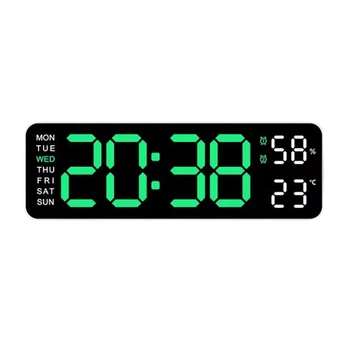 Часы электронные настольные настенные Bodasan с зелеными LED цифрами с термометром и будильником (CL01)
