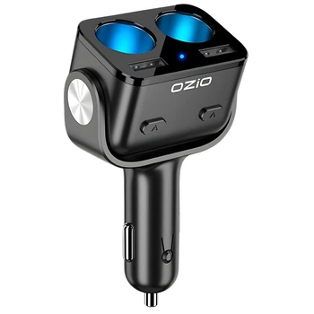 Разветвитель в прикуриватель Ozio на 2 гнезда + 2 USB порта Чёрный (1015-864-00)
