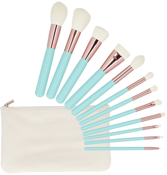 Zestaw pędzli do makijażu Tools For Beauty MiMo Turkusowy z etui 12 szt (5903018919973)