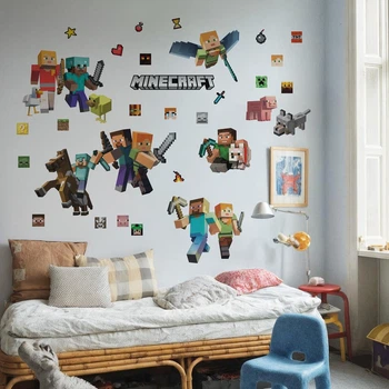 Наліпки на стіну Minecraft (Майнкрафт) — герої та моби стікери для дитячої кімнати | ЛІПКО розмір XL