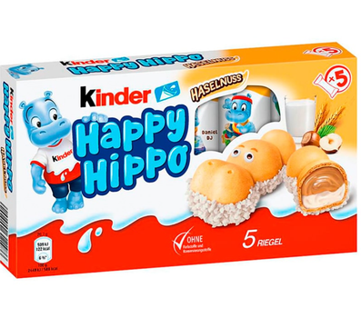 Батончики вафельные Kinder Happy Hippo лесной орех 103,5 г