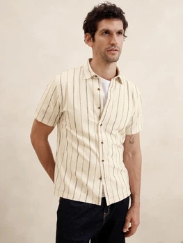 Рубашка хлопковая летняя мужская Banana Republic 255536170 XL Молочная (1159837339)