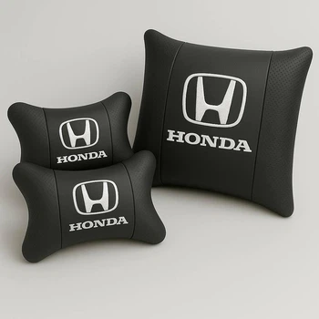 Комплект подушек в авто для поясницы и подголовника с логотипом HONDA