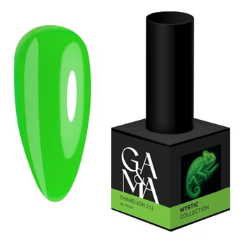 Вітражний гель-лак GA&MA Mystic Collection Chameleon 211 Містік колекція Хамелеон, неоновий зелений, 10 мл