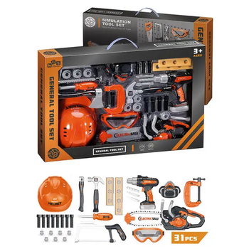 Детский Набор инструментов A-Toys арт 778-34 бензопила дрель шлем 31 дет