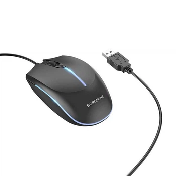 Миша BOROFONE BG10 Soaring game luminous wired mouse, дротова, ігрова, 1000DPI, USB, 1.5m, Black