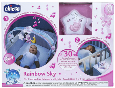 Игрушка-ночник на кровать Chicco "Радужное сияние" Розовая (8058664143283)