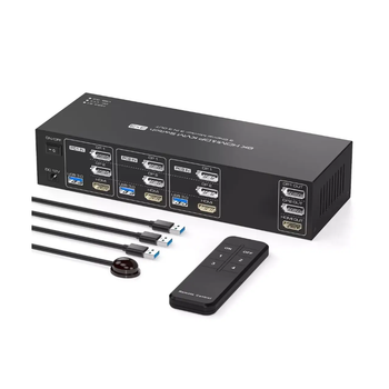 KVM-перемикач 3x3 з 4 портами 8K60Hz USB 3.0 HDMI Black (R3871)