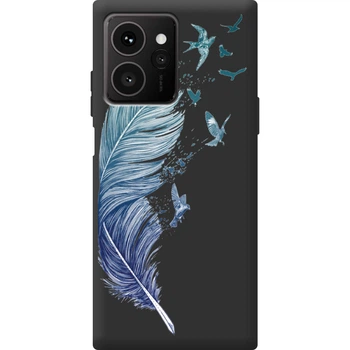 Силиконовый Черный Чехол с Картинкой для HMD Skyline Принт (Перо) (66409-ysb003)