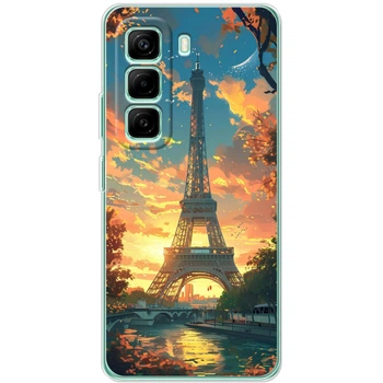 Силиконовый Чехол с Картинкой для Infinix Hot 50 Pro Plus Принт (Париж, Эйфелева Башня) (66408-ysm037)