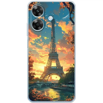 Силиконовый Чехол с Картинкой для Realme Note 60X Принт (Париж, Эйфелева Башня) (66123-ysm037)