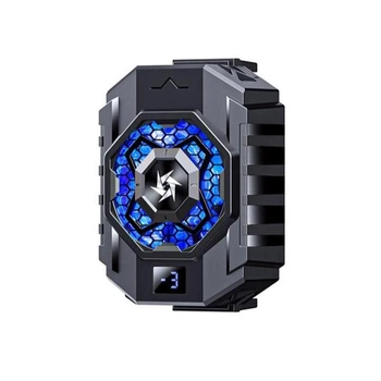 Кулер для телефона Remax RT-F9 игровой охладитель вентилятор с RGB подсветкой и LED дисплем Black