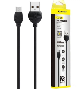 Кабель AWEI CL61 Micro USB 1.2 м ПВХ для быстрой зарядки