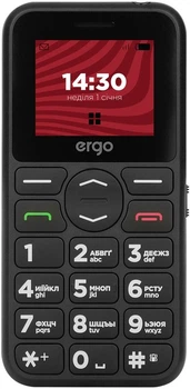 Мобільний телефон ERGO R181 Dual Sim Чорний простий кнопковий 1.77 дюйма 1000 мА·год