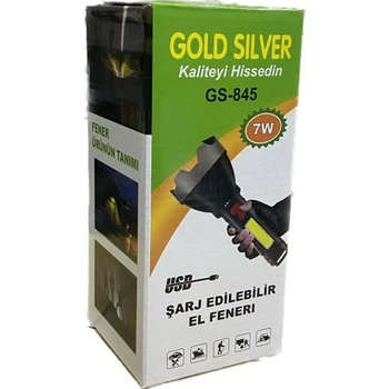 Фонарь Gold Silver GS-845 аккумуляторный черный абс пластик встроенная батарея