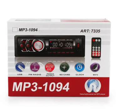 Автомагнитола MP3 1094 BT съемная панель ISO cable розмір - HDSYR_793