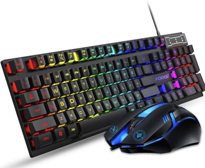Ігрова клавіатура мембранна 104 клавіші RGB підсвітка FOREV RV-Q305S