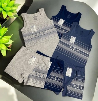 Набор 3 комплект для мальчика майка трусики боксеры Baykar р 0 86-92 см 0-1 года арт 2682-3682 Якорь