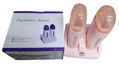 Воскоплав двухкассетный Global Fashion Depilatory Heater 2в1 с подставкой для депиляции Персиковый 40 Вт