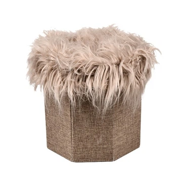 Тумба-пуф з кришкою Stenson Mossy 30х28 см плюшева оббивка Бежевий (R33436)