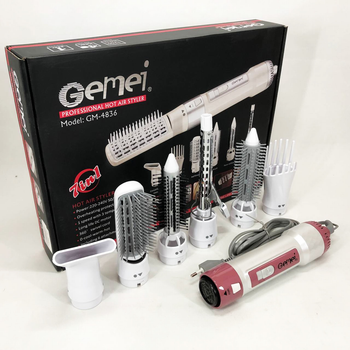 Фен для волос стайлер с насадками Gemei GM-4836 7 в 1