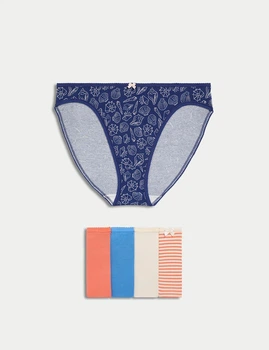 Набір жіночих бавовняних трусиків Marks&Spencer High legs 8(36) 5 шт bright orange 0129