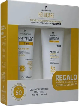 Zestaw Heliocare 360º Żel przeciwsłoneczny Gel Oil-Free SPF 50 50 ml + Krem-żel przeciwsłoneczny Advance Gel SPF 50 100 ml (8436574364354)