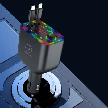 FM Модулятор (Автомобильное зарядное устройство) WUW C237 25W (with cable Type-C+Lightning)