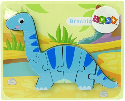 Puzzle drewniane Lean Toys Dinozaur Brachiosaur Niebieski 6 elementów 10340 (5904665991794)