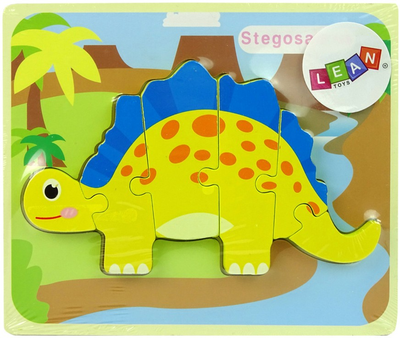 Puzzle drewniane Lean Toys Dinozaury Stegosaurus i Oviraptor 6 elementów 10341 (5904665991800)