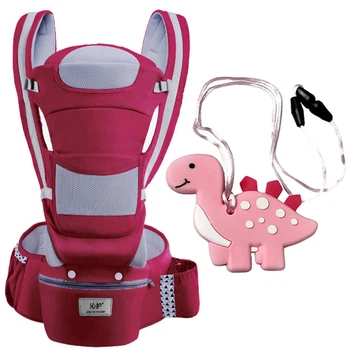 Хіпсит Ерго-рюкзак Baby Carrier 6 в 1 Червоний та Прорізувач-кулон для зубів динозавр Рожевий v-13022