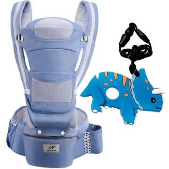 Хіпсит Ерго-рюкзак Baby Carrier 6 в 1 Джинсовий та Прорізувач для зубів динозавр Синій v-13021