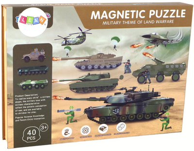 Zestaw Puzzle magnetycznych Lean Toys z motywem Wojny Lądowej 40 elementów 16666 (5905884452523)