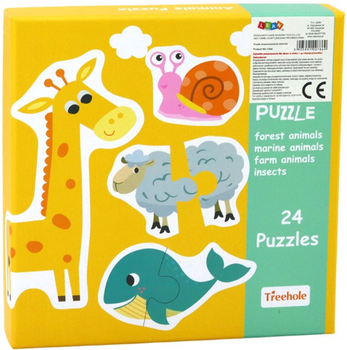 Puzzle edukacyjne Lean Toys Zwierzątka nauka języka angielskiego 48 elementów 17936 (5905991007869)