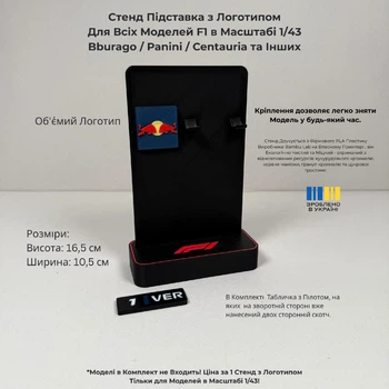 Стенд Подставка с Логотипом Oracle Red Bull Racing Для Всех Моделей F1 в Масштабе 1/43 Bburago/Panini/Centauria и Других / RB14 / RB15 / RB16B / RB18/ RB19 / RB20