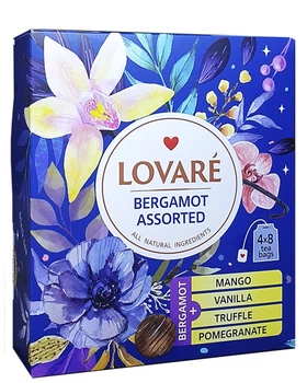 Чай Lovare Бергамот асорти чорний в наборі 4*8 пак 64 г (56358)