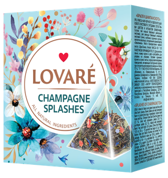 Чай чорний та зелений Lovare Champagne Splashes у пірамідках, 15 шт
