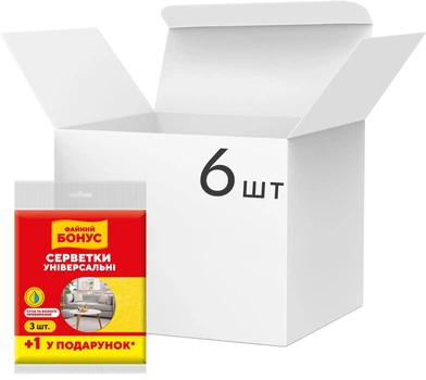 Упаковка серветок віскозних Бонус 3 шт х 6 упаковок (4820048483940)