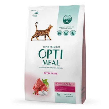 Сухой корм для котов OptiMeal Extra Taste с высоким содержанием телятины 4 кг B1840501