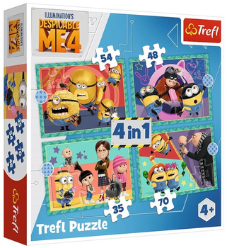 Zestaw Puzzle Trefl Zwariowane Minionki 4 w 1 35/48/54/70 elementów 34648 (5900511346480)