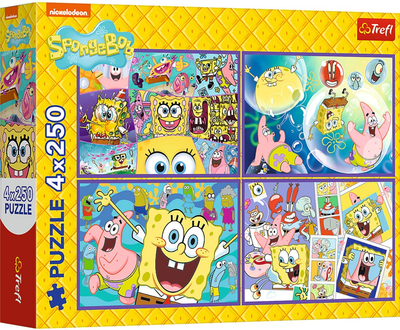 Zestaw Puzzle Trefl Szalony świat Sponge Boba 4 x 250 elementów 13342 (5900511133424)