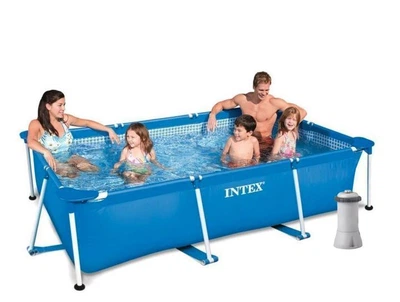 Бассейн каркасный Intex 28271-3 прямоугольный на 2282 л из ПВХ и стали с картриджным насосом тентом и подстилкой 260x160x65 см Синий (124-9-28271-3)