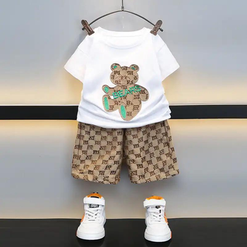 Детский комплект (шорты+футболка) BEARS для мальчиков 86 см Коричневый