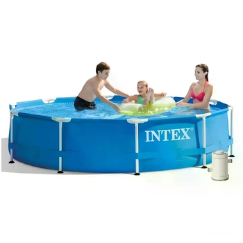 Бассейн каркасный Intex 28202 круглый на 4485 л из ПВХ и стали с картриджным насосом каркасом и чашей 305x76 см Синий (124-9-28202)