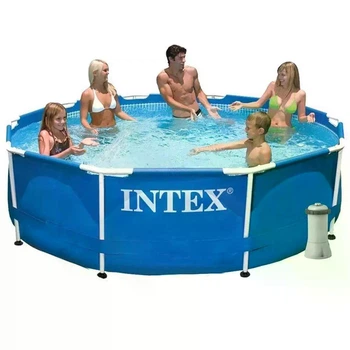 Бассейн каркасный Intex 28200-4 круглый на 4485 л из ПВХ и стали с картриджным насосом, тентом и подстилкой 305x76 см Синий (124-9-28200-4)
