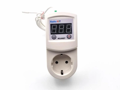 Терморегулятор цифровой AC220V M149ET 16A 3.5KW в розеточном корпусе, датчик 2м