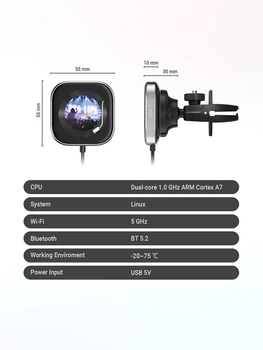 Беспроводной адаптер Ottocast Wireless CarPlayClip Adapter with Visual Smart Screen
